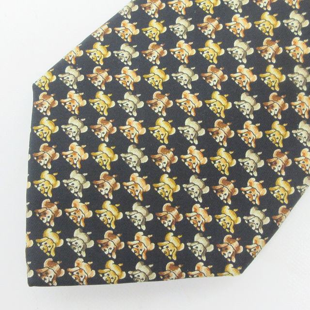 サルヴァトーレフェラガモ ブランドネクタイ 犬柄 動物柄 シルク