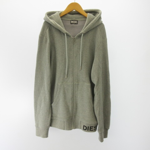 ディーゼル DIESEL ワッフル ジップアップ パーカー グレー L メンズ 