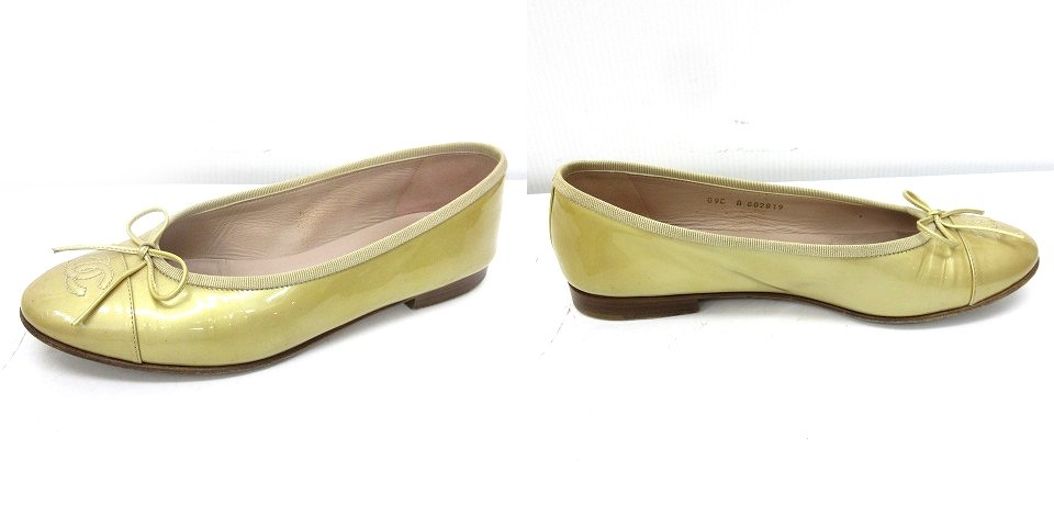 シャネル CHANEL ココマーク リボン パンプス フラットシューズ