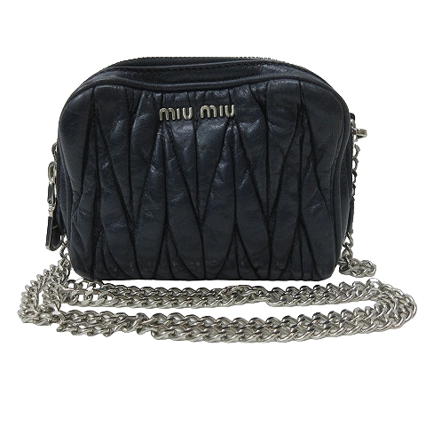 ミュウミュウ miumiu マテラッセ チェーン ショルダーバッグ レザー 