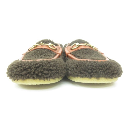 GUCCI ムートン ローファー ホースビットBROWN 8