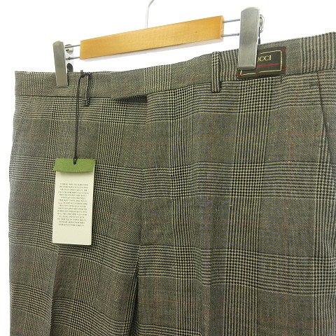 未使用品 グッチ GUCCI boutique タグ付 グレンチェック ウールリネン