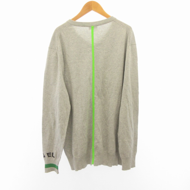 ディーゼル DIESEL 袖ロゴ セーター ニット グレー L □GY09 メンズ 