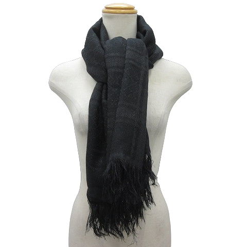 グッチ GUCCI ウール マフラー スカーフ ストール GGマーク フリンジ  