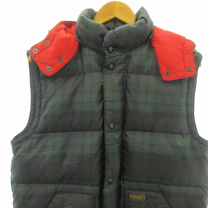 ポロ ラルフローレン タータンチェック ダウンベスト POLO RALPH LAUREN - ポロ ラルフローレン 美品 チェック柄 ロゴ