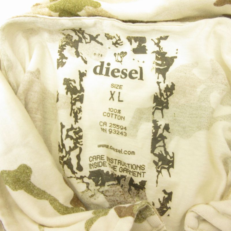 ディーゼル DIESEL ポロシャツ ハーフジップ カモ柄 迷彩 半袖 