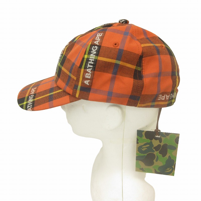 A Bathing Ape 赤 チェック キャップ