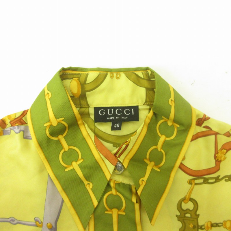 【yolu】GUCCI グッチ シルク100％ シャツ ブラウス ボタン 中古・古着通販】GUCCI (グッチ) パールボタンシルクシャツ アイボリー