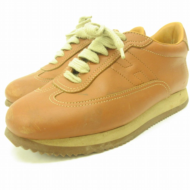 エルメス HERMES Hロゴ クイック スニーカー シューズ 茶 