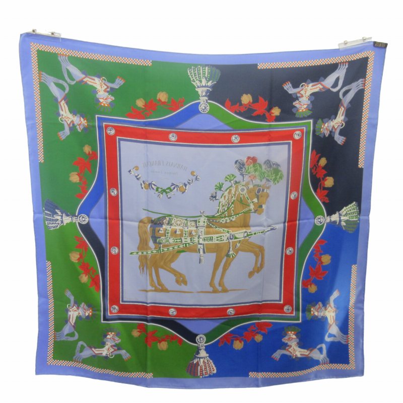 エルメス HERMES 美品 カレ90 スカーフ ストール HARNAIS FRANCAIS  
