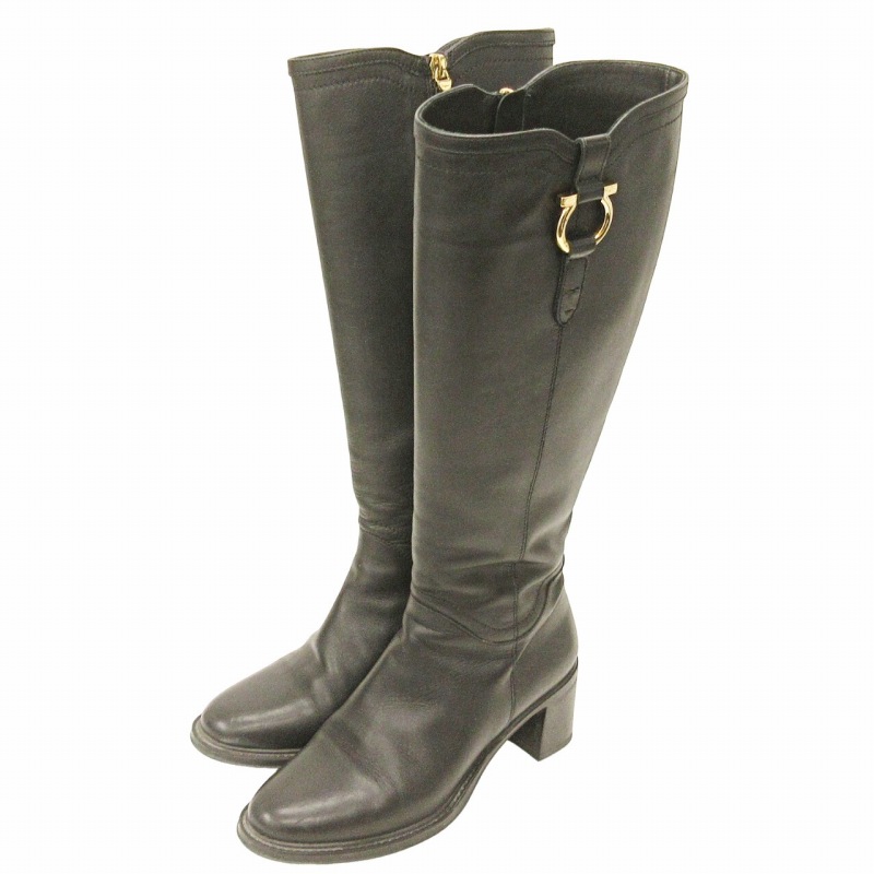 サルヴァトーレフェラガモ ガンチーニ乗馬ロングブーツ （イタリア製  