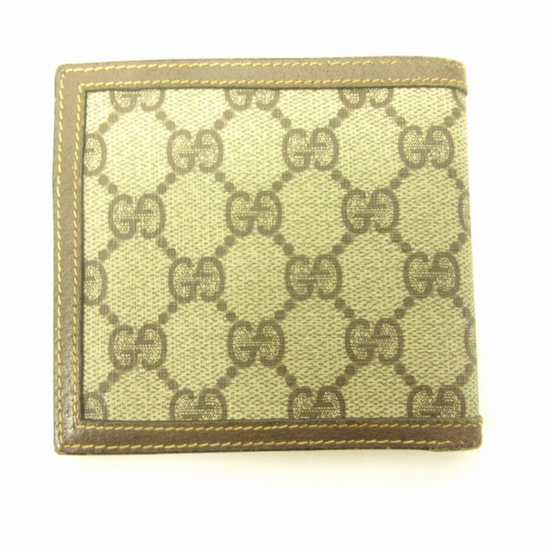グッチ GUCCI 二つ折り 財布 ウォレット 札入れ GG柄 レザー ゴールド 