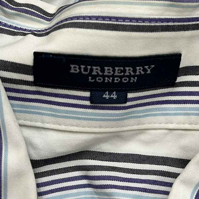 【美品】バーバリーロンドン　メンズ　シャツ　 ホースロゴ ストライプシャツ L 未使用バーバリーロンドン 長袖BDシャツ ホースロゴ ストライプ ピンク