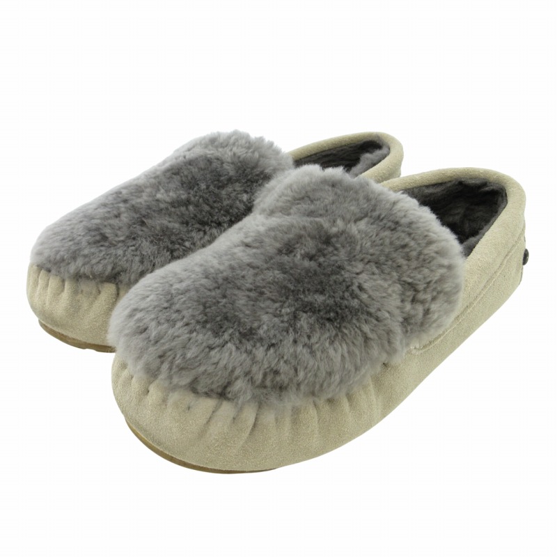 【良品】　エミュ　オーストラリア　ファー　モカシン　24㎝ シープスキン　グレー emu エミュー モカシン グレー 24 良品】 エミュ オーストラリア