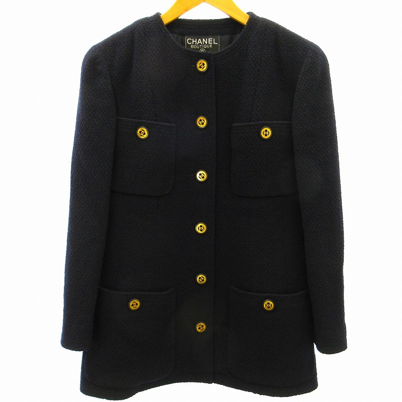 CHANEL 90’s VINTAGE ブラックツイードジャケット 金ココボタン CHANEL/シャネル】よりココボタンツイードジャケットが買取入荷致し