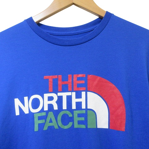 ノースフェイス 半袖Tシャツ メンズ M ブルー青 プリントロゴ 美品 ザノースフェイス THE NORTH FACE カラフルロゴティー Tシャツ
