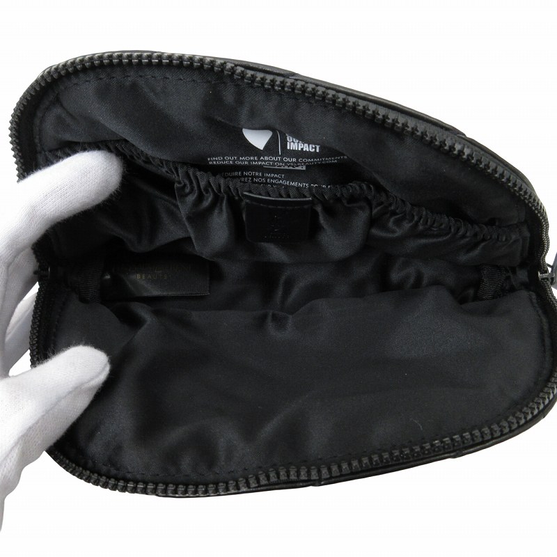 訳あり】サンローラン キルティングポーチ ブラック レザー YSLロゴ 訳