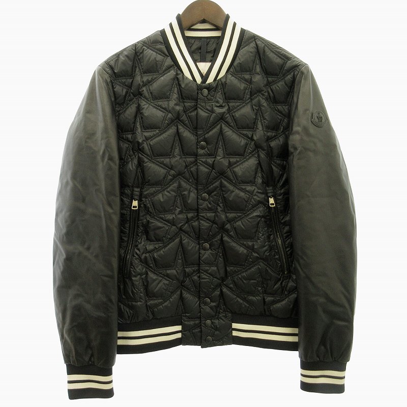 美品 国内正規品 モンクレール 切り替えブルゾン/ダウン ネイビー サイズM 最新認証タグ付 送料込（管理番号JA46） MONCLER (モンクレール) ダウン切り替え フルジップ ニット ブルゾン