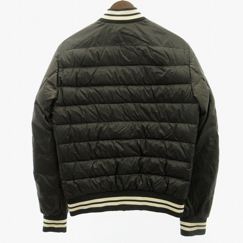 美品 国内正規品 モンクレール 切り替えブルゾン/ダウン ネイビー サイズM 最新認証タグ付 送料込（管理番号JA46） MONCLER (モンクレール) ダウン切り替え フルジップ ニット ブルゾン