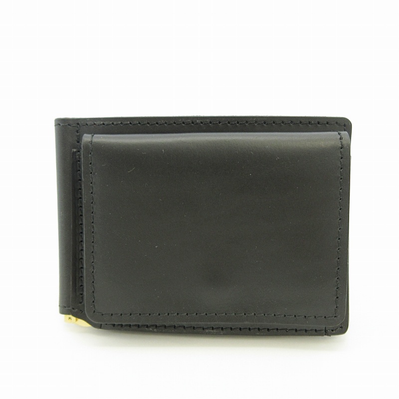 Rotar マネークリップ レザー ブラック 二つ折り ROTAR 二つ折り財布