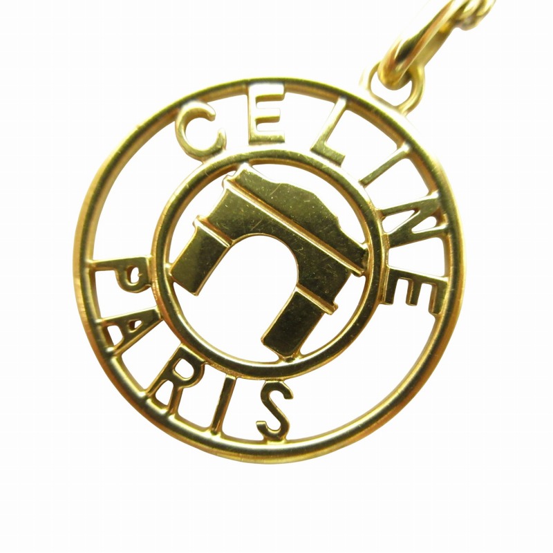 セリーヌ CELINE 美品 K18 サークルロゴ ネックレス ペンダント 凱旋門 