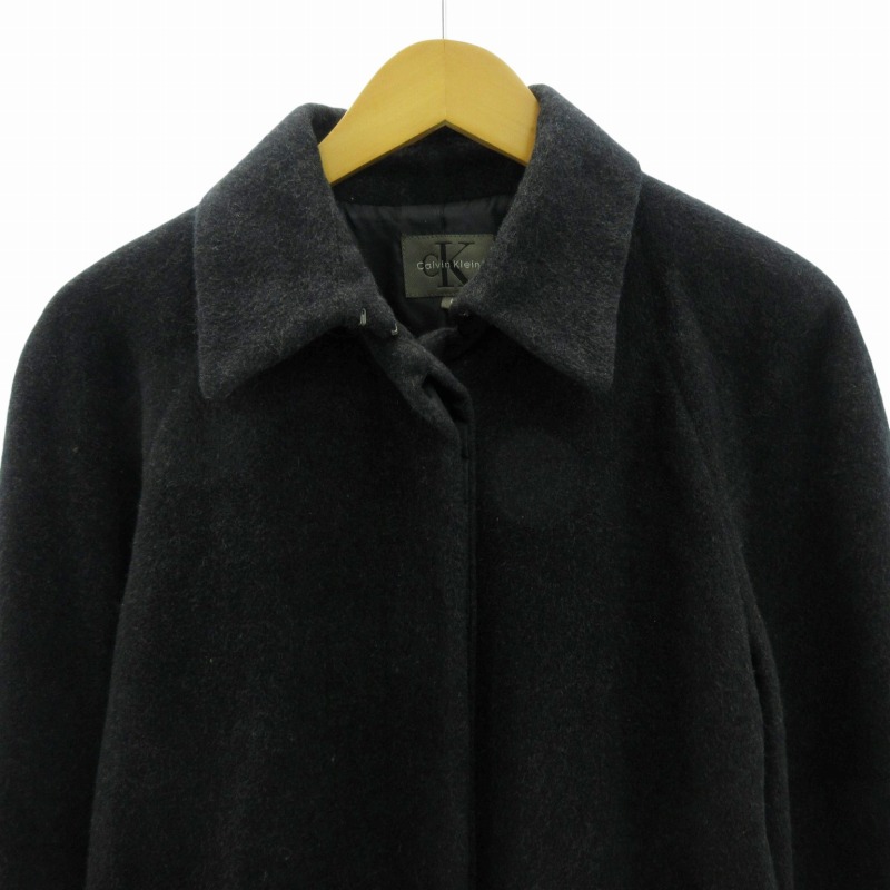   アンゴラ ロングコート カルバンクライン ブラック カルバンクラインシーケー Calvin Klein C.K ステンカラーコート