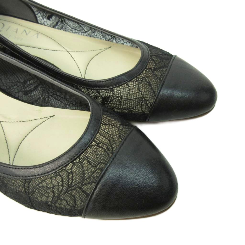 ダイアナ DIANA パンプス フラットシューズ レース ラウンドトゥ 23.5