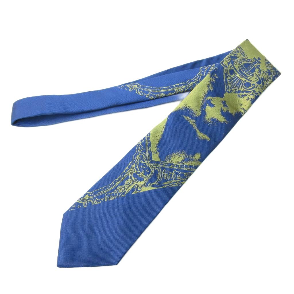 ヴィヴィアンウエストウッド ネクタイ オーブ 幾何学模様 シルク青系