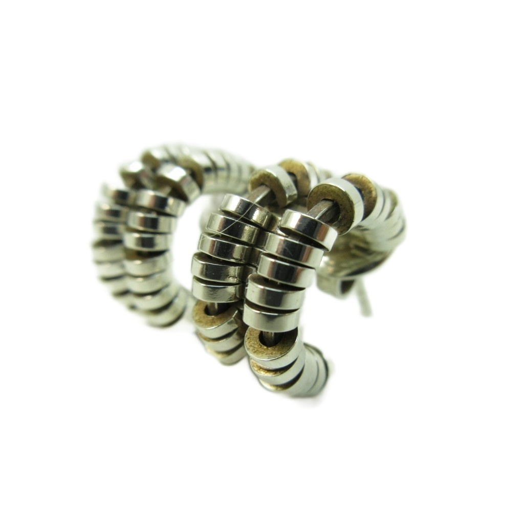 ボッテガヴェネタ BOTTEGA VENETA ステープル フープ ピアス シルバー