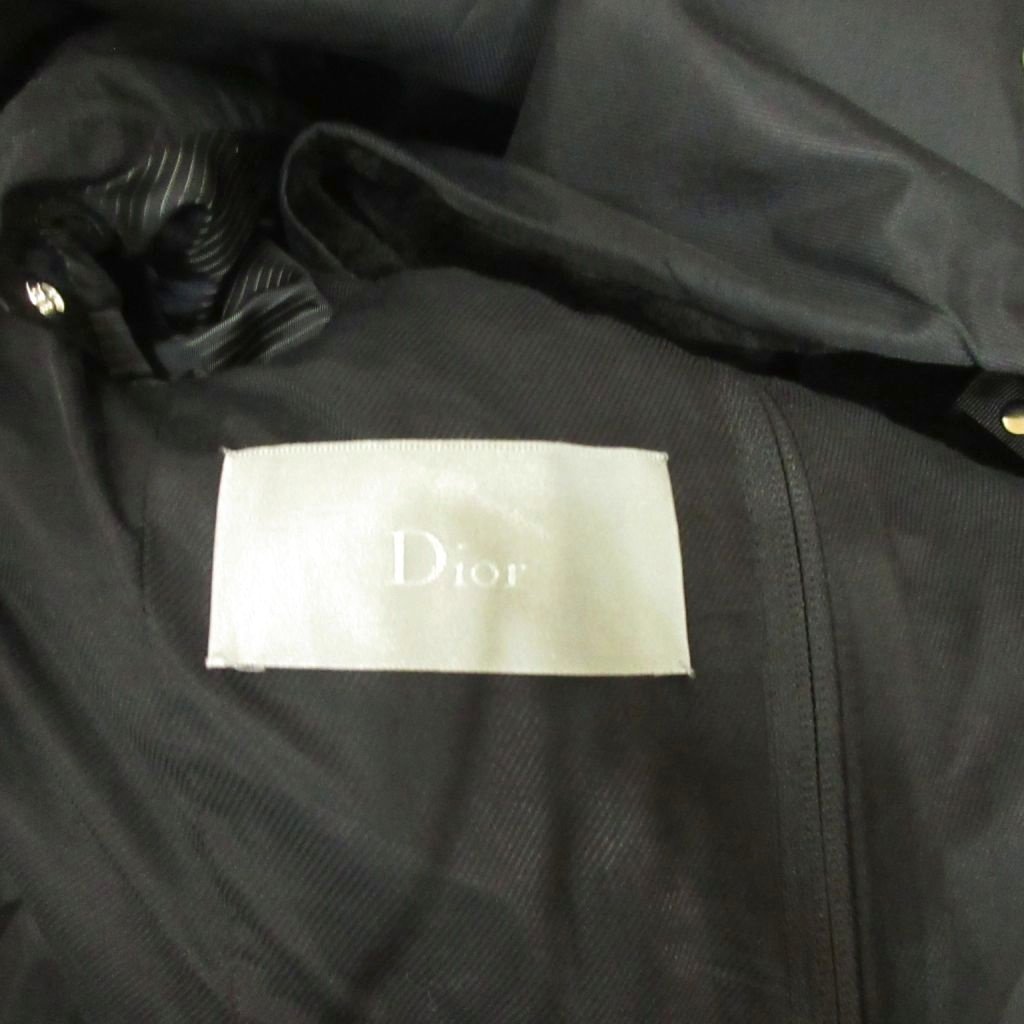 綺麗 DIOR HOMME 羊革 レザー クリス 比翼 ウール コート ブラック 綺麗 DIOR HOMME 羊革 レザー クリス 比翼 ウール コート ブラック