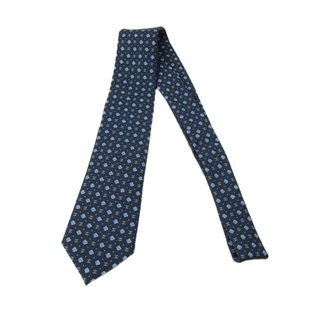 未使用品 シャネル CHANEL タグ付き ココマーク ネクタイ 総柄