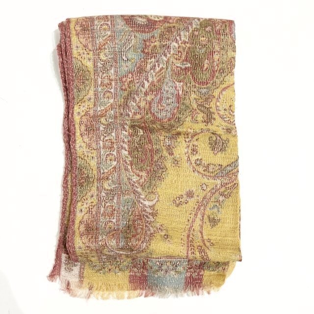 エトロ ETRO スカーフ ストール ペイズリー柄 ウール シルク混 黄