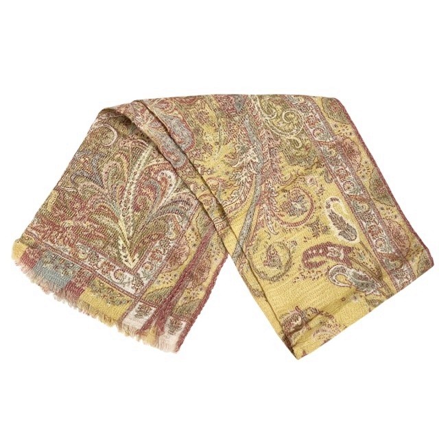 エトロ ETRO スカーフ ストール ペイズリー柄 ウール シルク混 黄