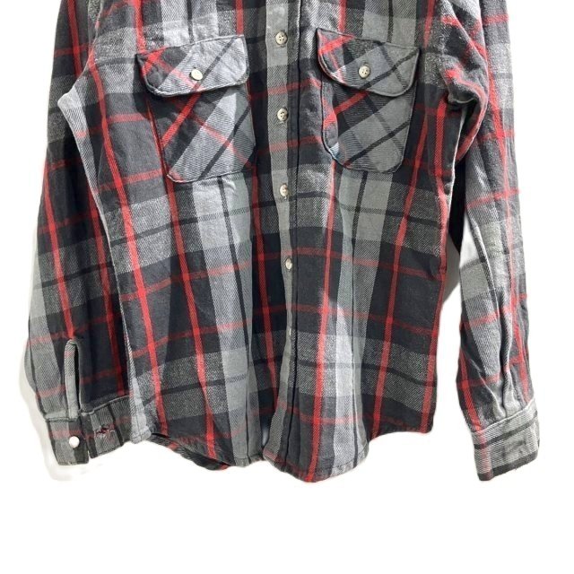 80s Five Brother 黒灰 ヘビネル 70s~80s FIVE BROTHER Check Flannel L/S Shirt 灰黒 L ファイブ