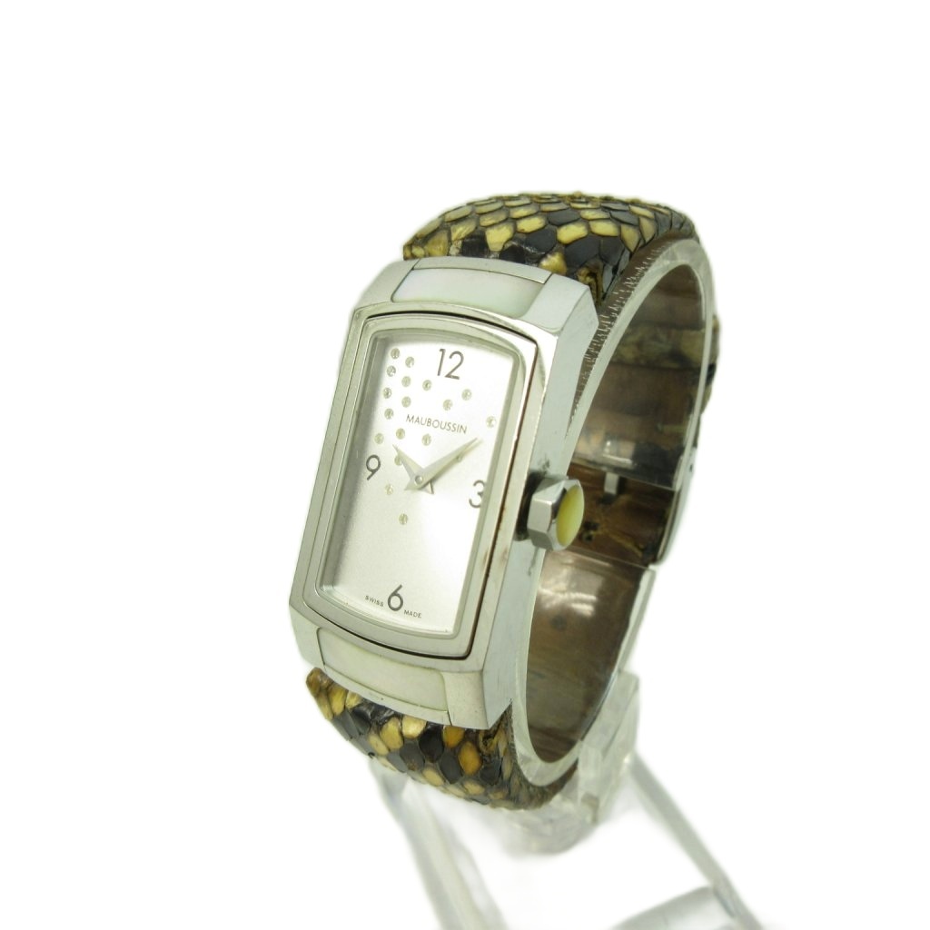 モーブッサン MAUBOUSSIN 腕時計 ウォッチ クオーツ ダイヤ パイソン  