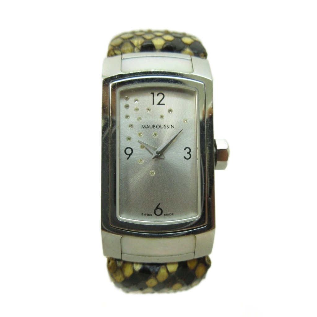 モーブッサン MAUBOUSSIN 腕時計 ウォッチ クオーツ ダイヤ パイソン  