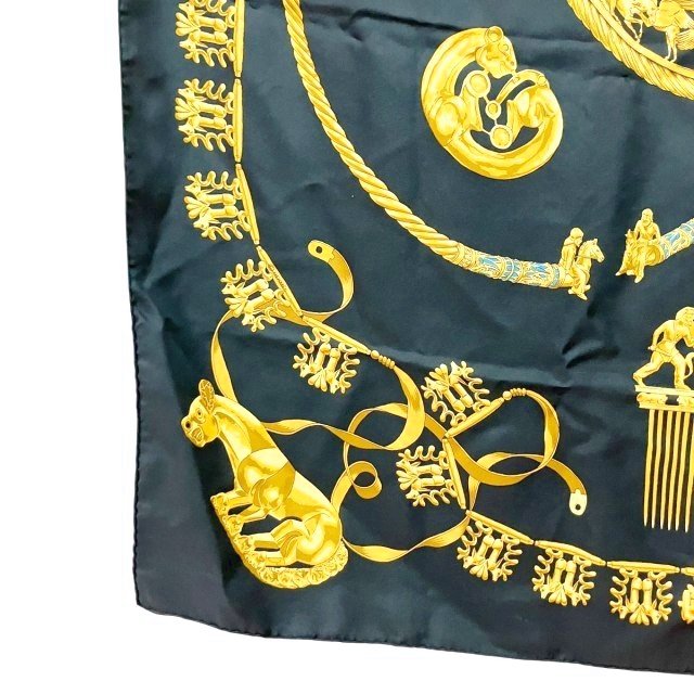 エルメス HERMES 美品 カレ90 スカーフ ストール 黄金の騎士 絹 シルク