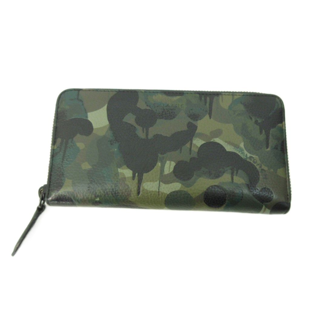 爆買い，定番人気 COACH コーチ　迷彩　アコーディオン ウォレット ウィズ カモ プリント グレイ マルチ/長財布　ブラック×グレー　F30280