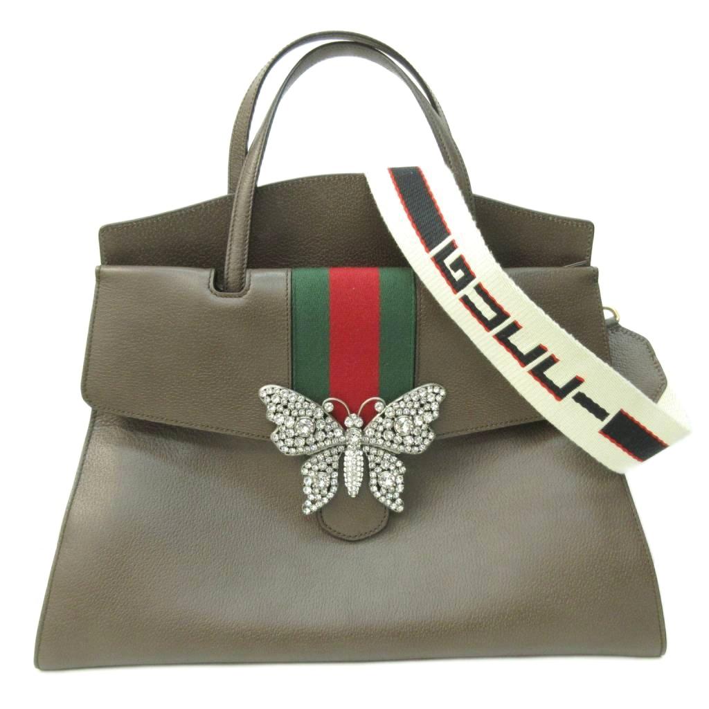 グッチ GUCCI 美品 2WAY ショルダーバッグ ラージトーテム バタフライ 