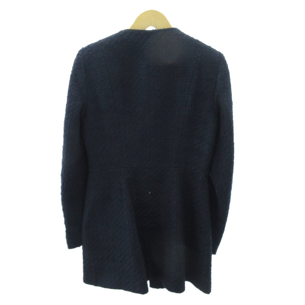 ザラ ZARA メタリックボタン ツイードジャケット 金釦 S 紺 ネイビー