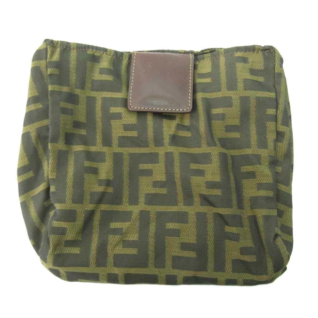 フェンディ FENDI ポーチ ズッカ柄 カーキ 1021 ☆AA☆ レディース 122