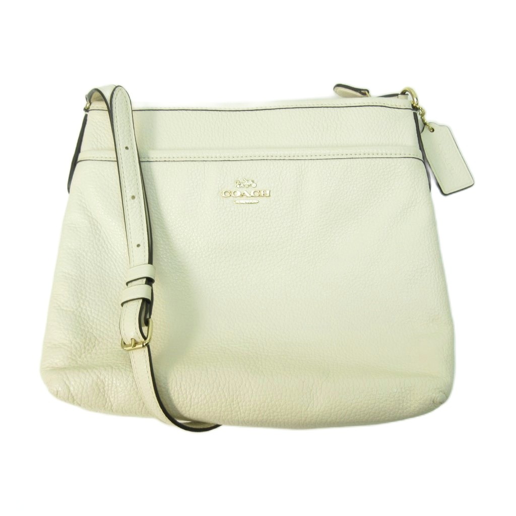 コーチ COACH 美品 レザー ショルダーバッグ 斜め掛け ロゴ 皮革 白 