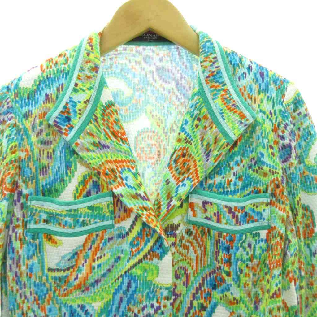 【中古】レオナール LEONARD FASHION 総柄 スカート スーツ セットアップ マルチカラー 11AR 73 約S 0331200 レオナール LEONARD FASHION 総柄 スカート スーツ セットアップ