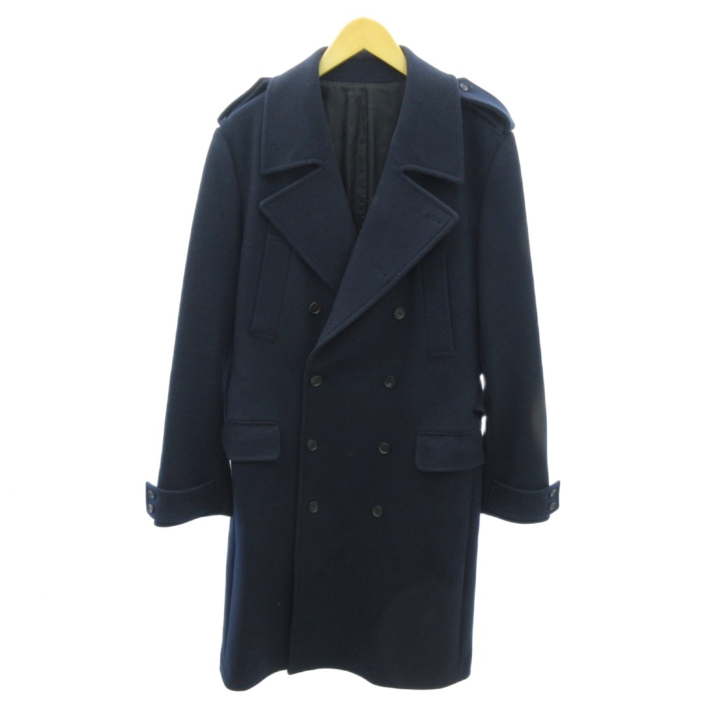 John Lawrence Sullivan Chester Coat Wool Cashmere Blend Navy Long