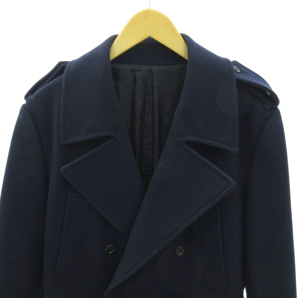 John Lawrence Sullivan Chester Coat Wool Cashmere Blend Navy Long