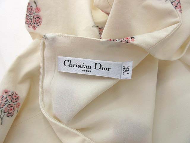 クリスチャンディオール Christian Dior ワンピース 半袖 膝丈 花柄 オフホワイト 44 Ibs 0214 レディース 123 ベクトルパーク