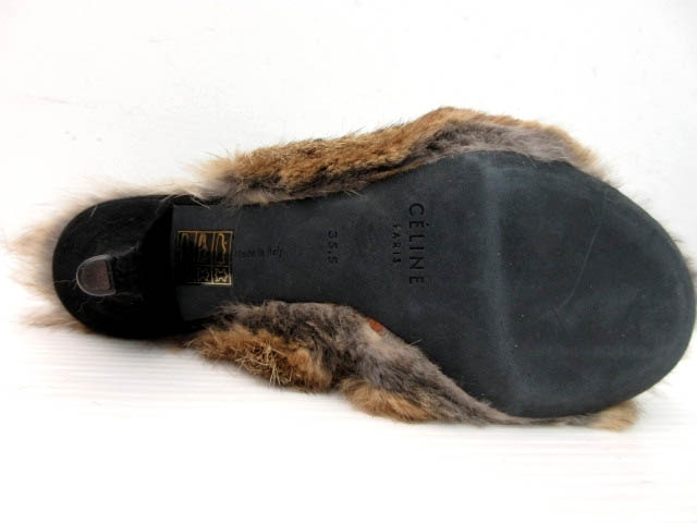 CELINE ブラウンファー付きブーツ