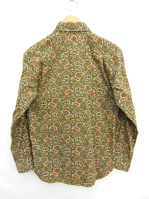 クリケット Cricket コーデュロイシャツ 長袖 綿100 ペイズリー柄 総柄 緑系 グリーン M Jjj 1101 メンズ 123 ベクトルパーク
