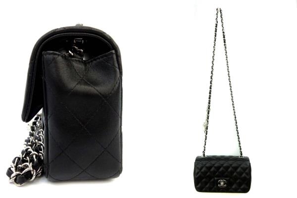 美品●シャネル　ミニ ショルダーバッグ　ココマーク　マトラッセ　キャンバス　黒 マトラッセ シャネル CHANEL ミニマトラッセ19 ココマーク