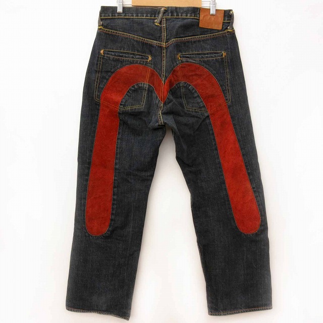 エヴィス EVISU デニムパンツ ジーンズ Lot2001 大黒 カモメ レザー 